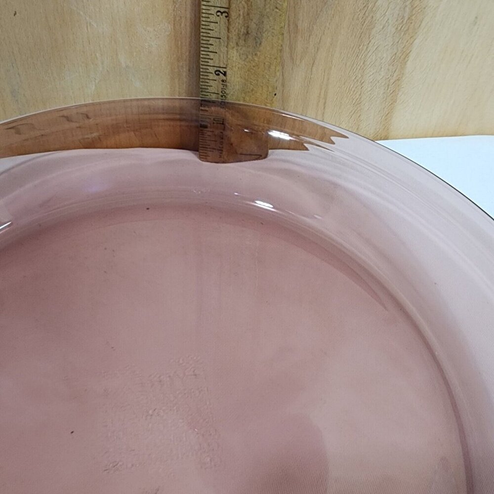 2 Pyrex Cranberry Glass Pie Plate 10” vintage Visions plum dish flaw - Picture 6 of 13